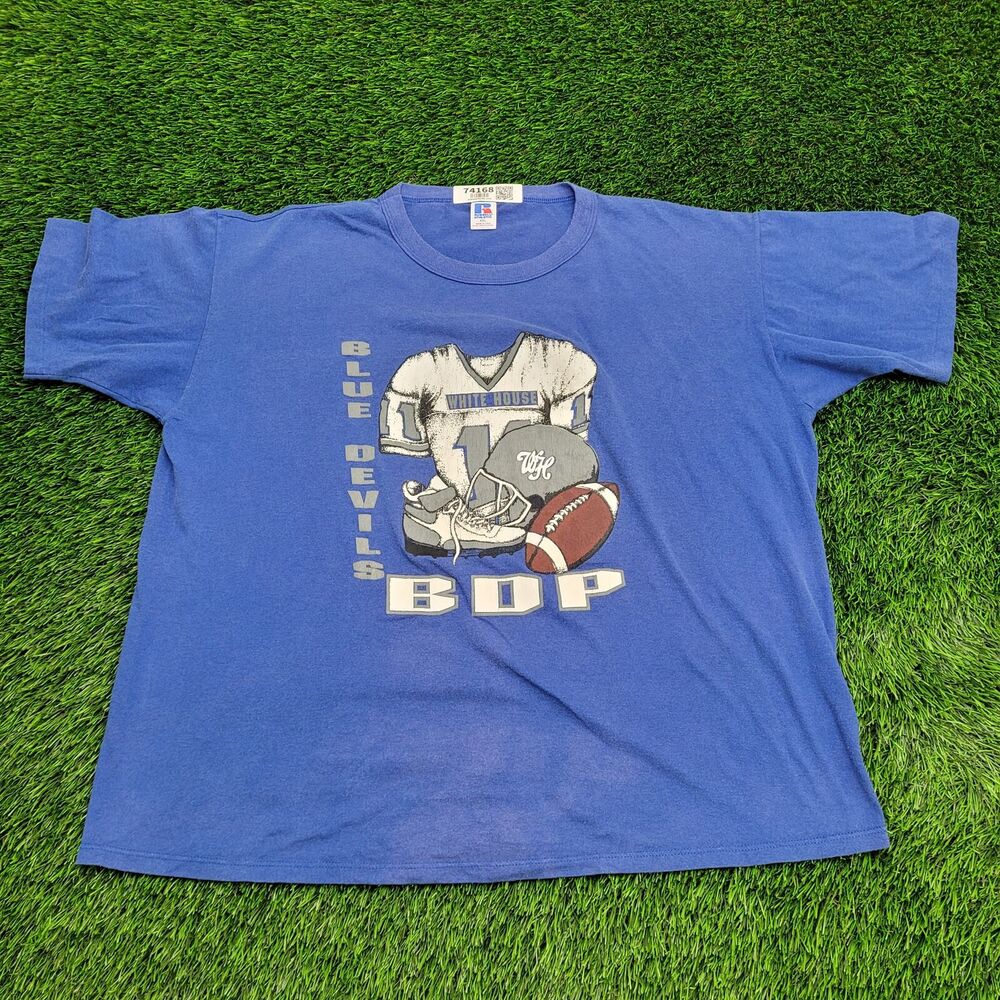 Vintage 80s Russell-Athletic Shirt 2XL 26x26 Blue-Devils